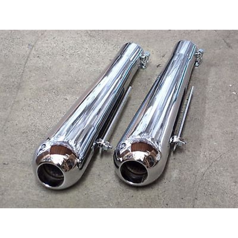 1 3/4 inlet smoothy mufflers exhaust tips Triumph BSA Custom Motorcycle *