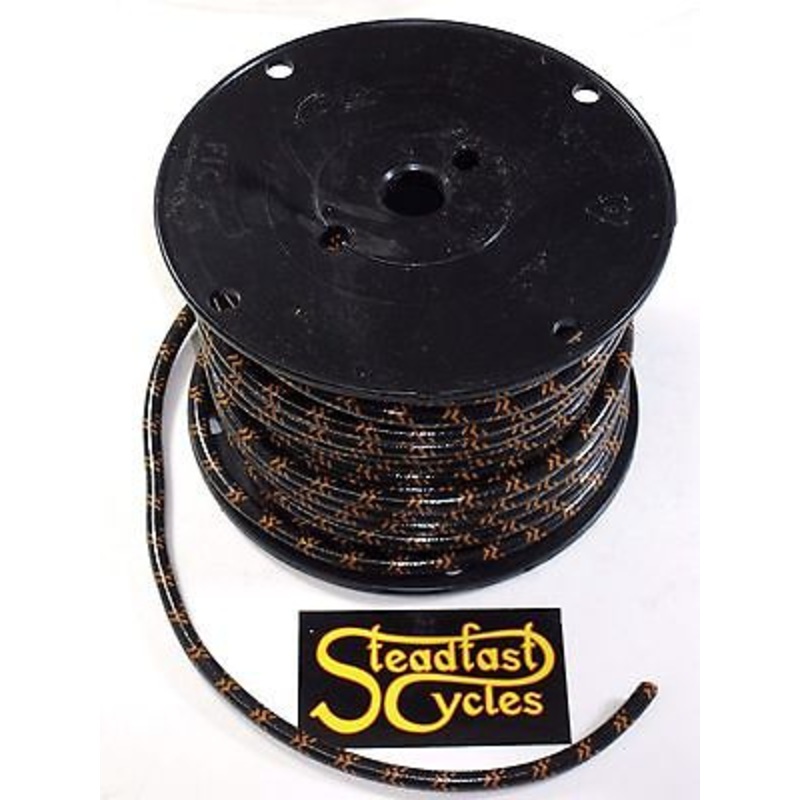 1′ foot Black Orange Houndstooth herringbone woven cotton Spark Plug Wire copper *
