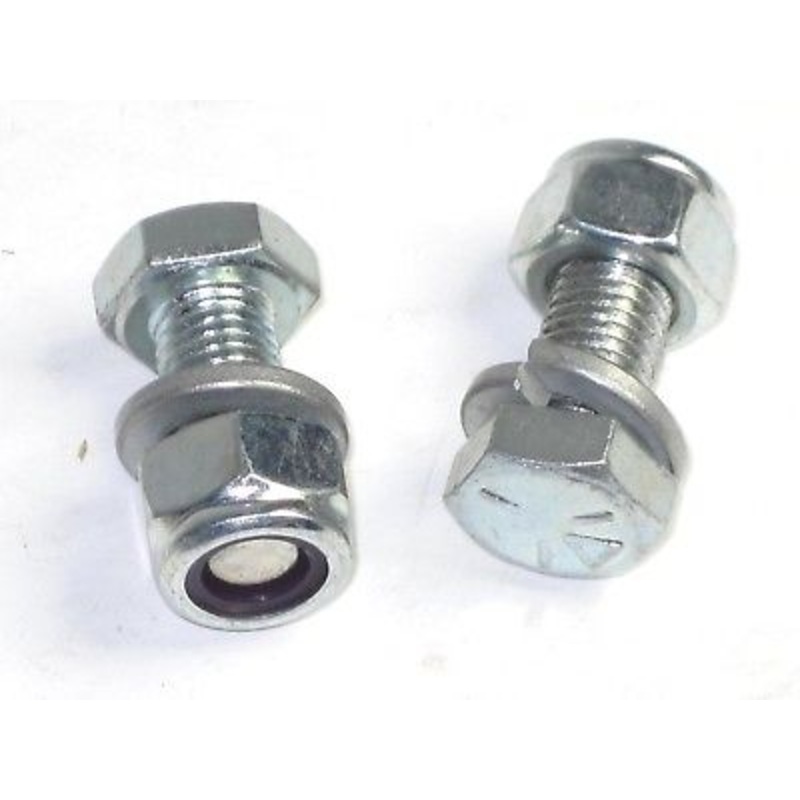 2 bolts 14-6114 front fender stay lower T140 disc brake bolt and nyloc nut set