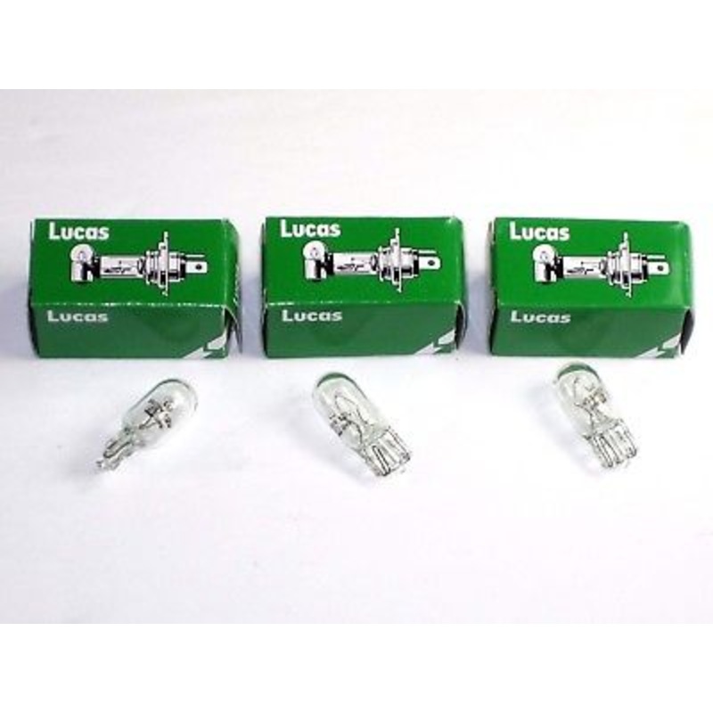3 each 504 Wedge Bulb set 12V 3W W3W E2 Lucas # LLB504 Triumph Norton BSA bulbs *
