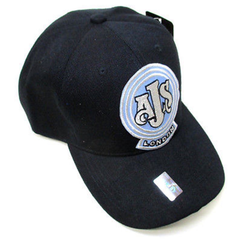 AJS hat vintage motorcycle baseball ball cap black and blue NEW adjustable back