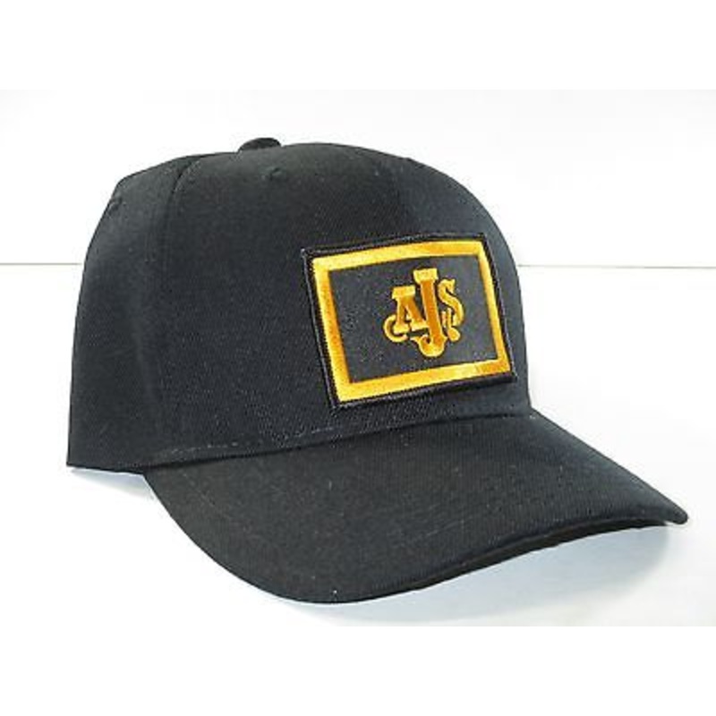 AJS hat vintage motorcycle baseball ball cap black and gold NEW adjustable back