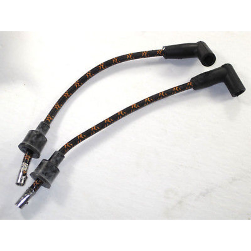 Black Spark Plug Wires woven cloth wire set Triumph T120 TR6 T100 650 500 copper