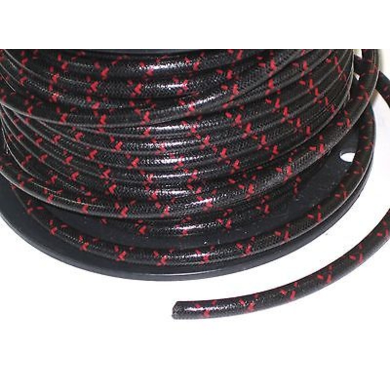 Black woven cotton covered Spark Plug Wire 7mm stranded copper Core By The Foot