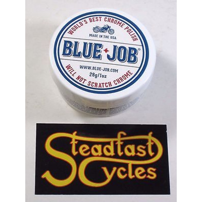 BLUE-JOB Worlds best chrome polish, removes bluing on pipes bluejob works 1oz