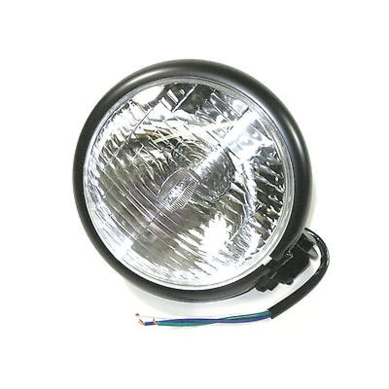 Bottom mount headlight flat matte black 5 3/4 Triumph BSA bobber cafe racer H4