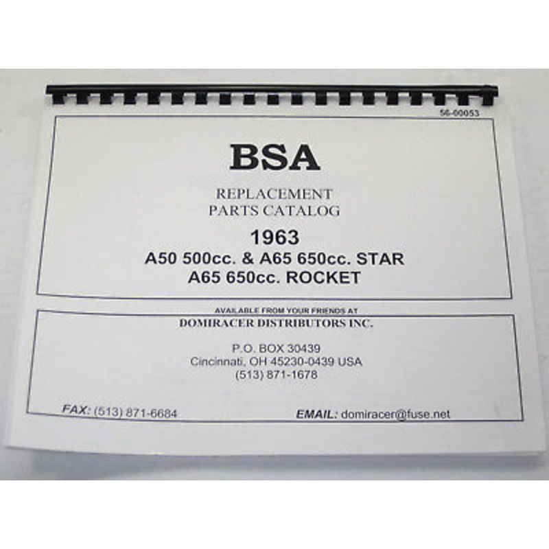 BSA A65 650 Replacement Parts List manual book 1963 Rocket Star