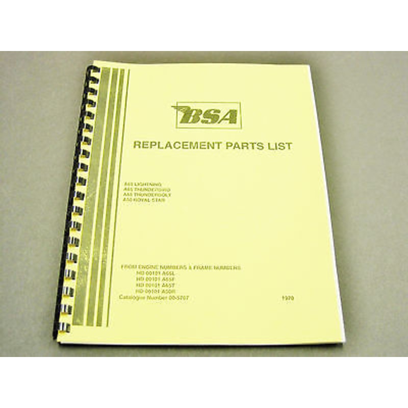 BSA A65 A50 650 500 Replacement Parts List manual book 1970 00-5707