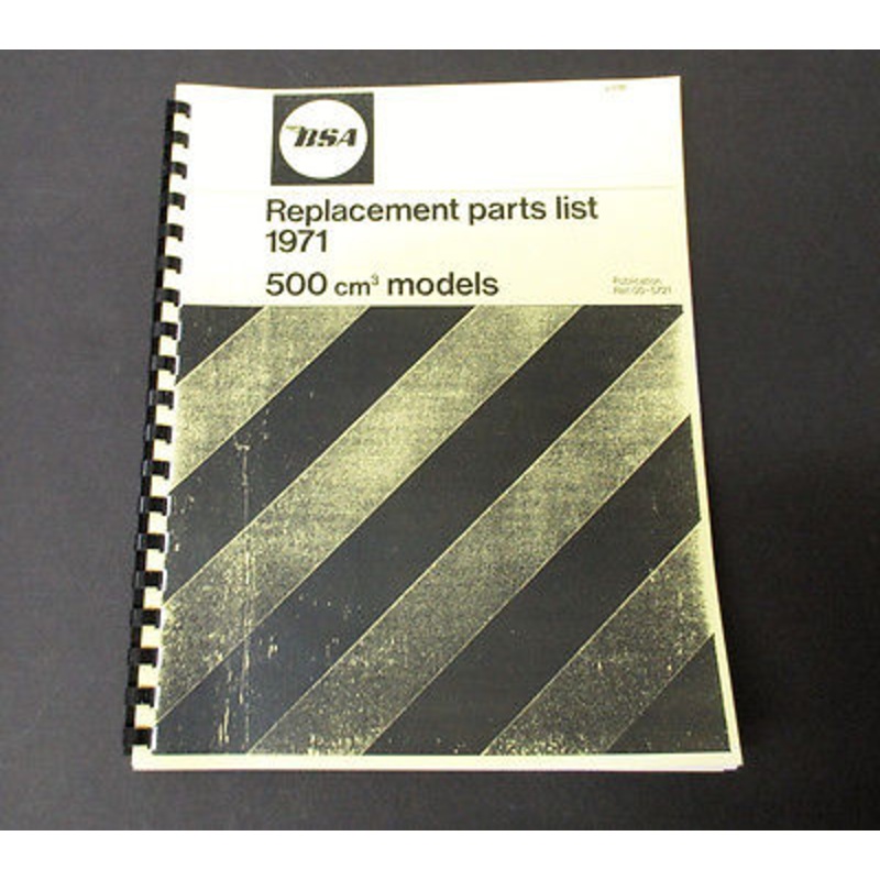 BSA B50 500 Replacement Parts Catalogue spares list manual book 1971 00-5721