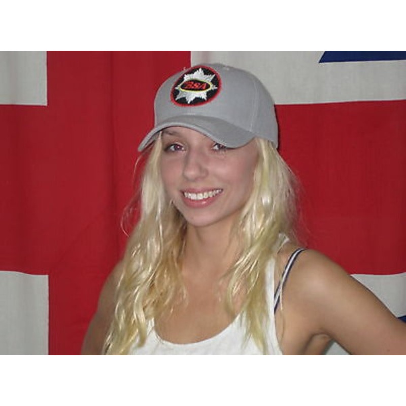 BSA embroidered baseball hat grey cap vintage classic British motorcycle logo