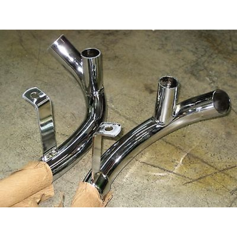 BSA exhaust pipes w crossover spigots 1971 1972 A65 A50 71-2043 71-2045