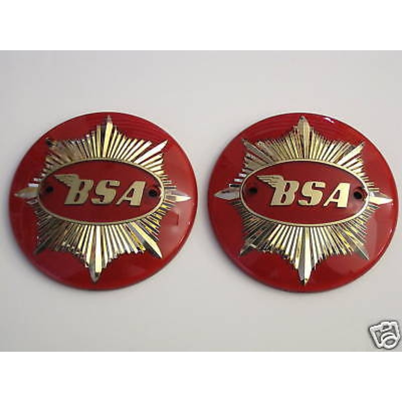 BSA gas tank BADGES red & gold 65-8193 badge set pair UK Made high quality