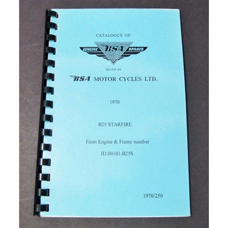 BSA parts book 1970 B25 Starfire 250 catalogue of genuine spares