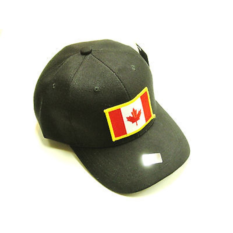 Canadian Flag Hat baseball cap motorcycle patch black ballcap O Canada NEW