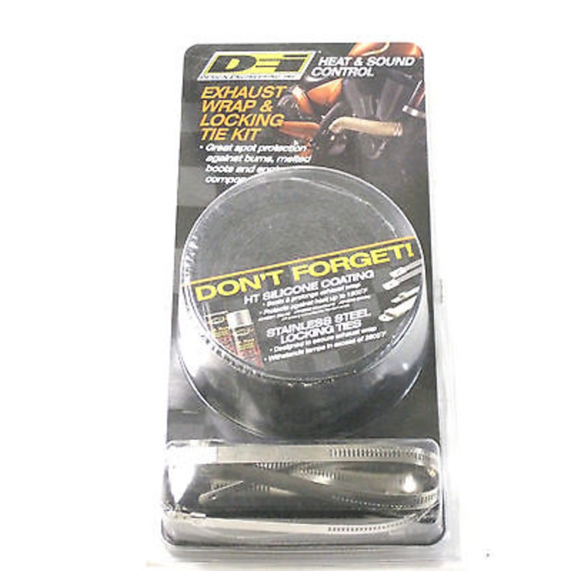 DEI Exhaust pipe wrap W Stainless ties Black 2x 25′ Triumph BSA Chopper Bobber