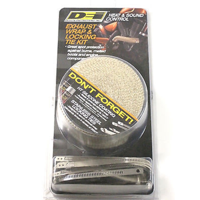 DEI Exhaust pipe wrap W Stainless ties Tan 2x 25′ Triumph BSA Chopper Bobber