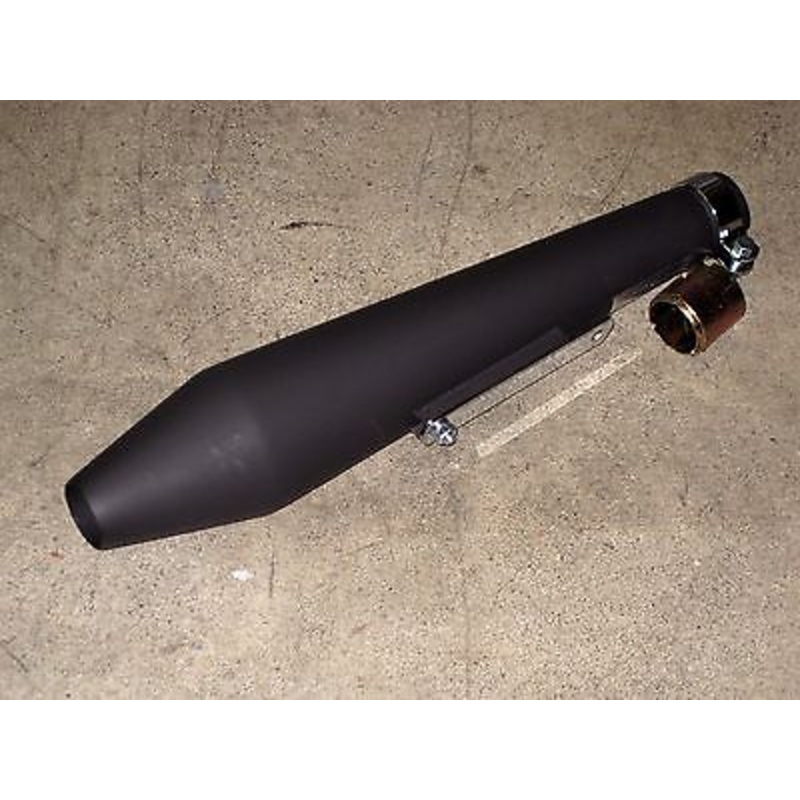 Flat Satin Black Reverse cone Hooligan Cafe Racer muffler 19 x 1 3/4 motorbike