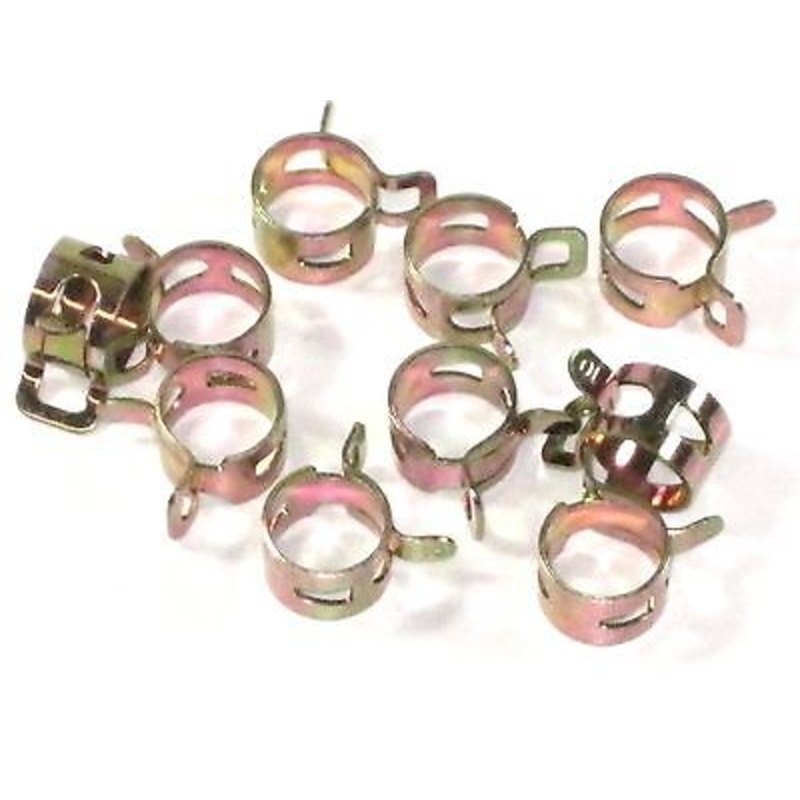 Fuel line clip set of 10 for 1/4 fuel line motorcycle carb tubing spring clips