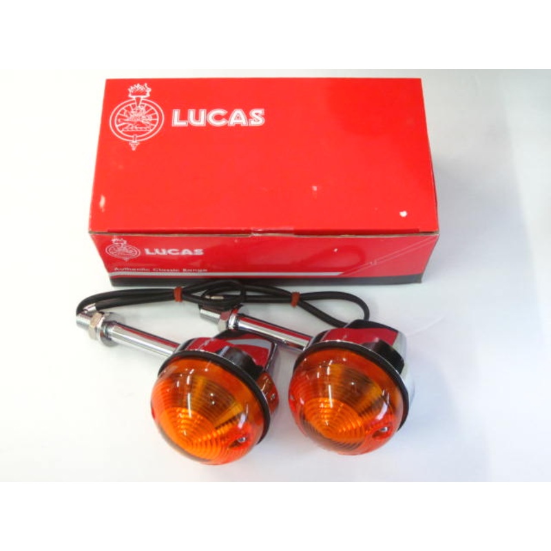 Genuine Lucas replica pair of turn signals Triumph Norton BSA flasher blinkers