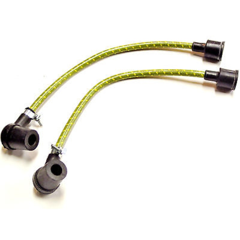 Green Spark Plug Wires woven cloth wire set Triumph T120 TR6 T100 650 500 copper