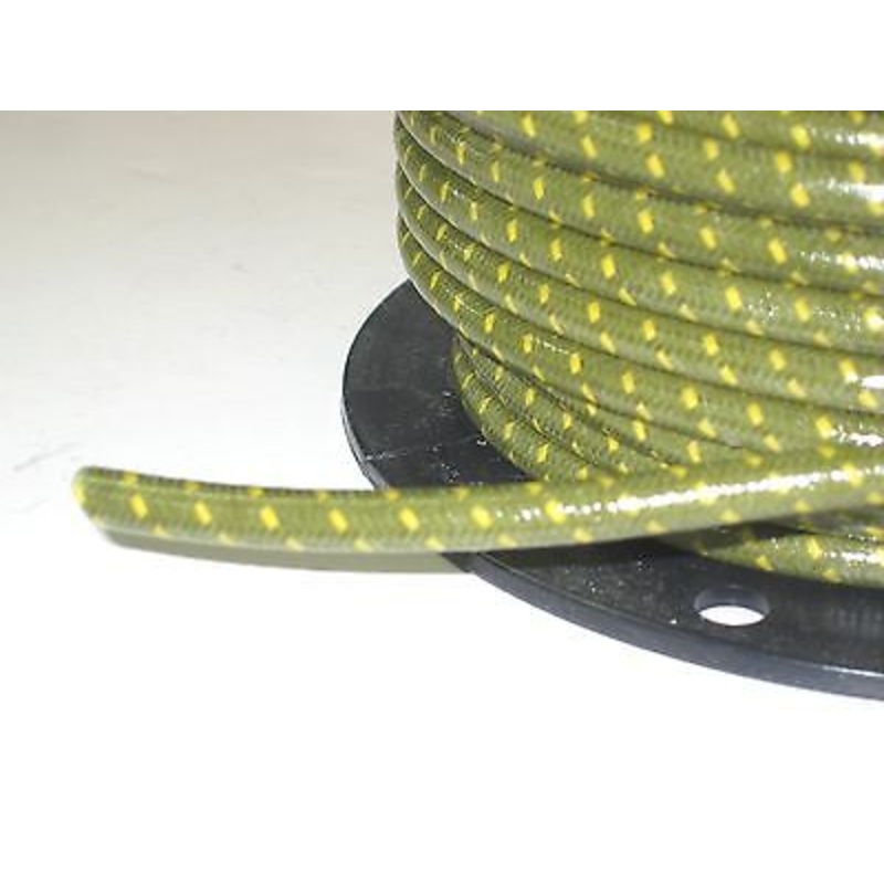 Green woven cotton covered Spark Plug Wire 7mm stranded copper Core By The Foot