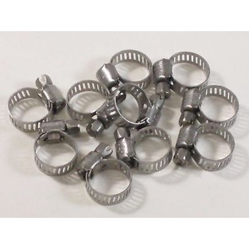 Hose Clamp Set 1/4 to 5/8 tubing set of 10 stainless steel tubing clamps