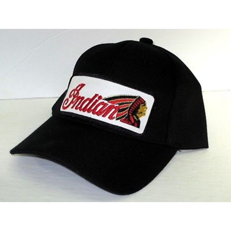 Indian Motorcycle Red Logo Black Hat Embroidered Logo Adjustable Back