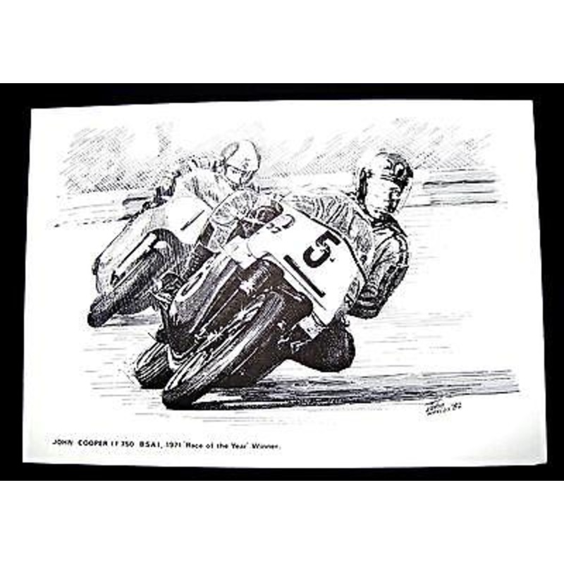 John Cooper F750 BSA Rocket 3 1971 race of the year winner John Hancox Art print