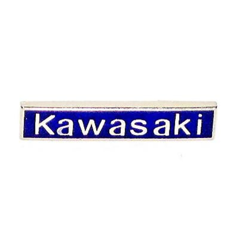 Kawasaki lapel pin Made in England classic vintage motorcycle blue & chrome