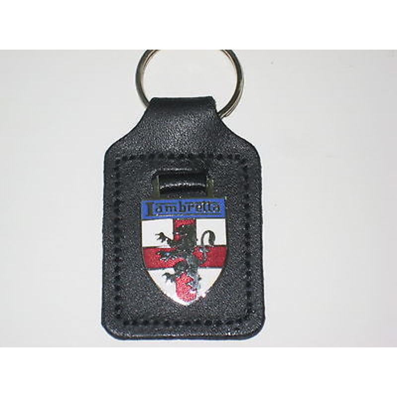 LAMBRETTA key fob leather chain ring chrome badge made in England