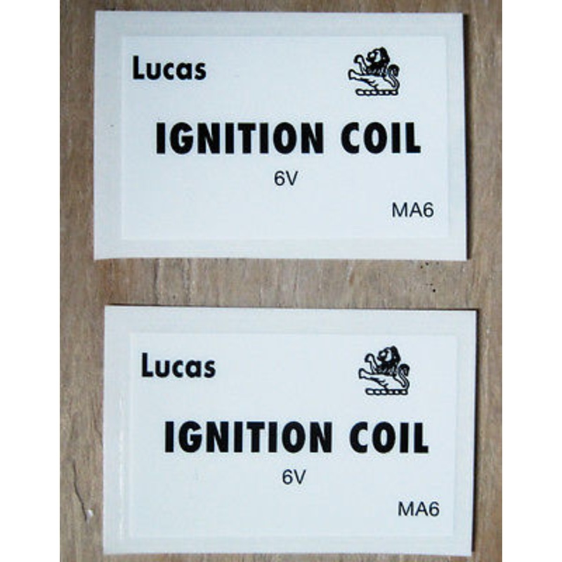 Lucas Ignition Coil 6v Black and White Decal Decals Peel and Stick Lion