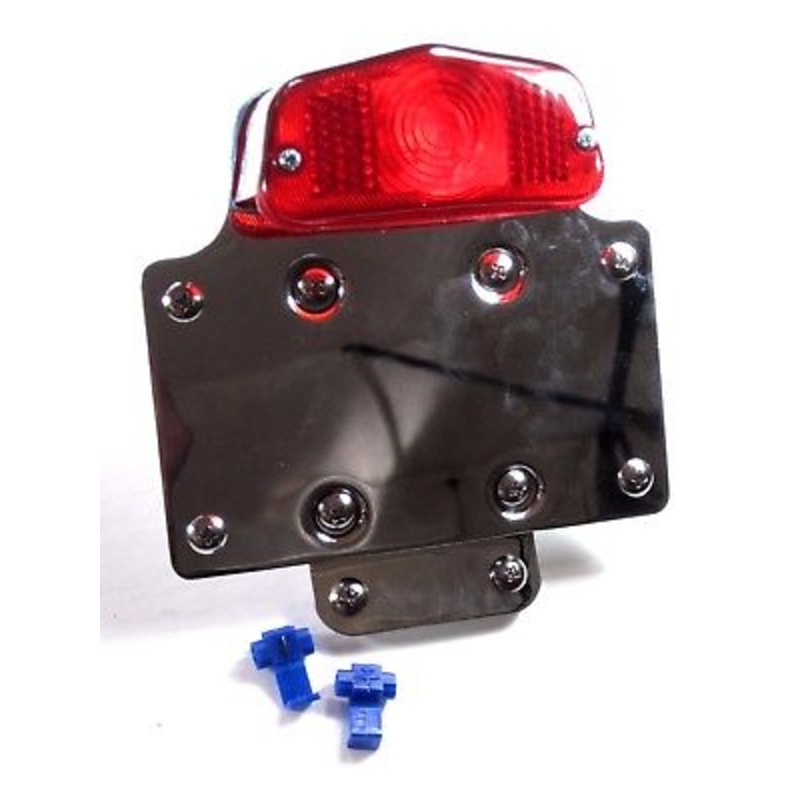 Lucas Tail light assembly motorcycle chrome licence plate bracket fender mount