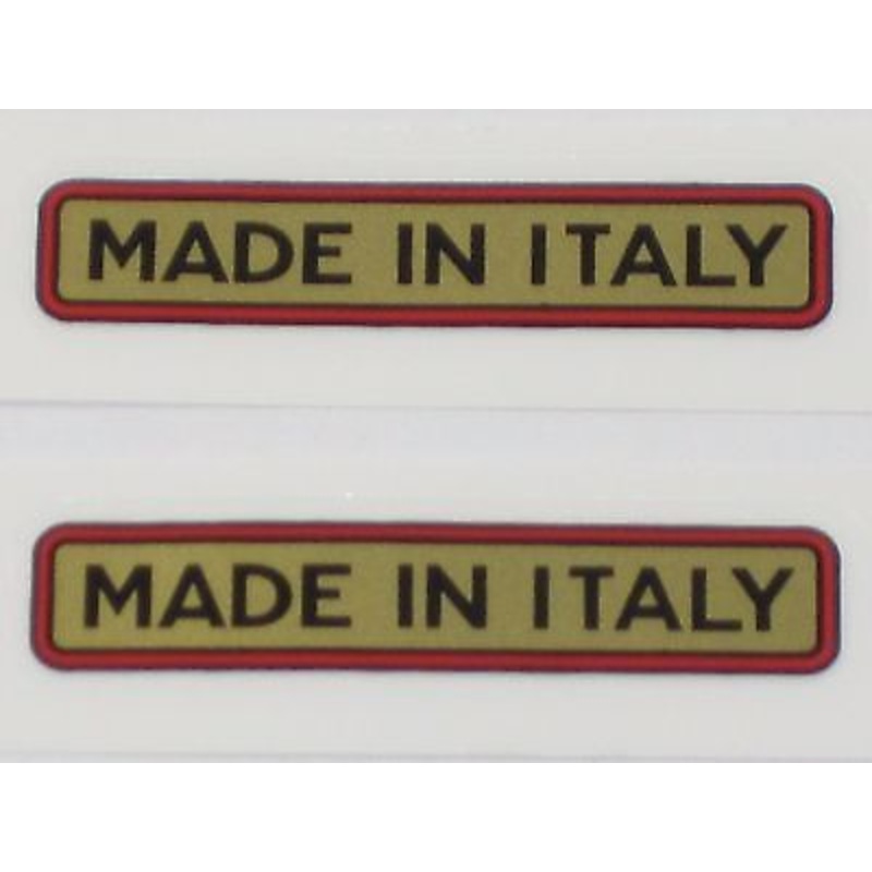 MADE IN ITALY small decal 2 each vinyl peel and stick die-cut gold black red