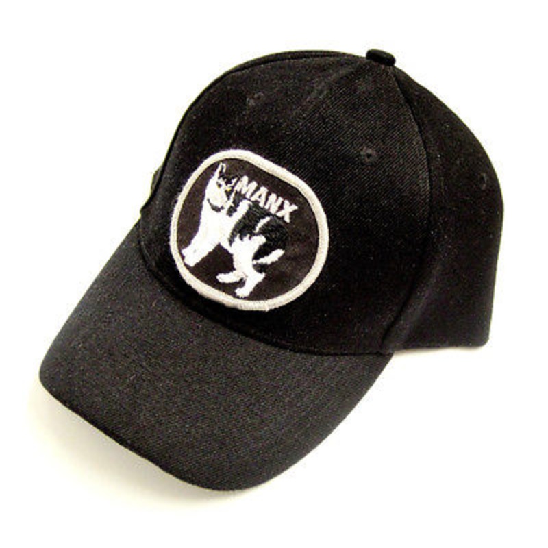Manx Cat Hat baseball cap motorcycle patch black ballcap vintage Norton