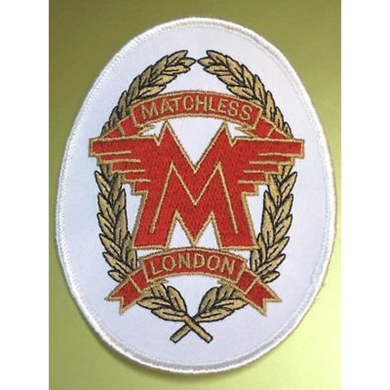 Matchless vintage British English Motorcycle embroidered patch white oval logo