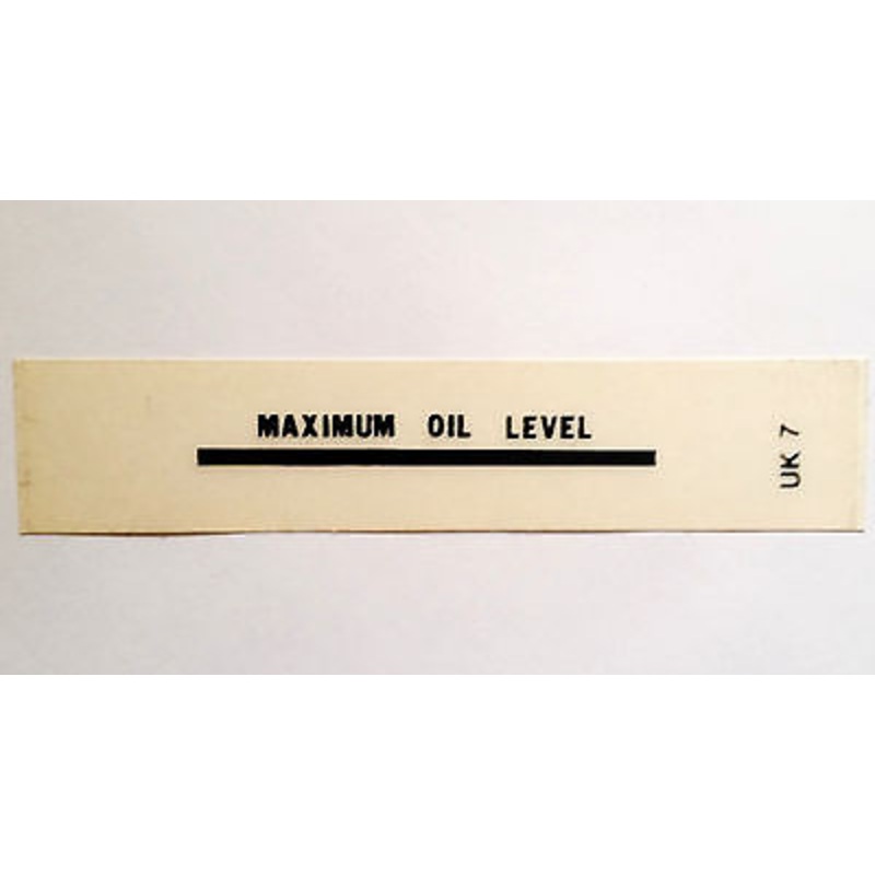MAXIMUM OIL LEVEL Black vinyl decal TRIUMPH NORTON BSA UK