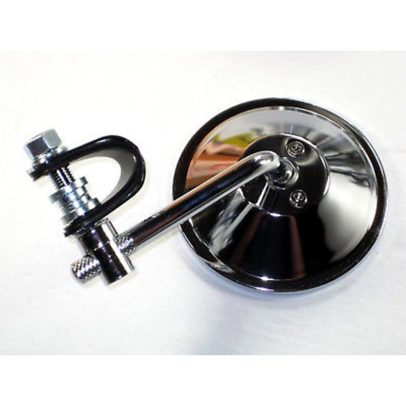 Mirror 4 clamp on motorcycle bars 7/8 1 handlebars 3 way fastener