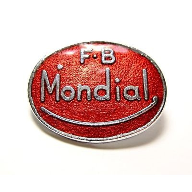 Mondial lapel pin motorcycle scooter Italian hat badge red and chrome F.B.