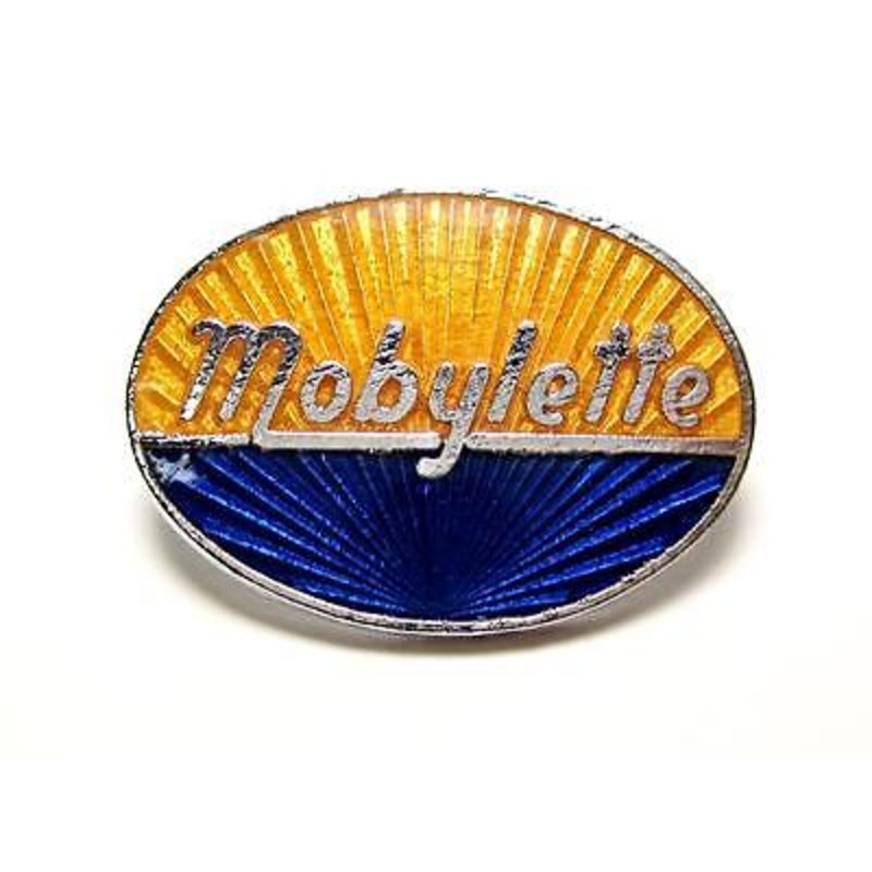 Moylette lapel pin motorcycle scooter hat badge gold blue chrome italian