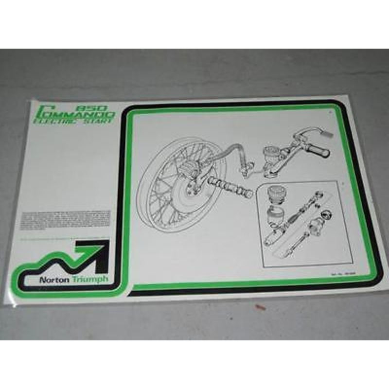 Norton laminated poster Electric Start 850 rear wheel disc brake exploded view