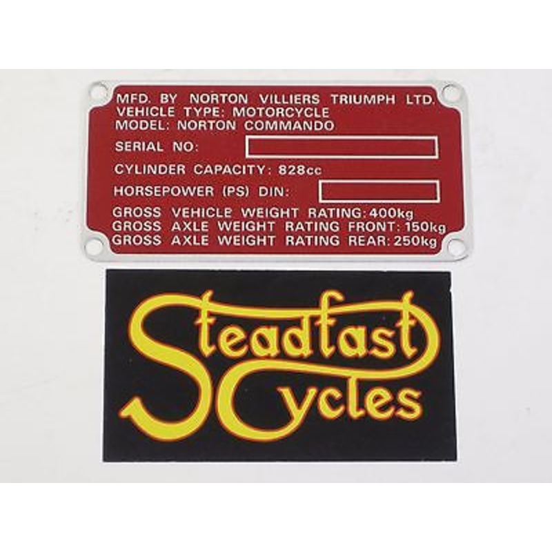 NORTON NOS OEM Registration badge Villiers Triumph LTD