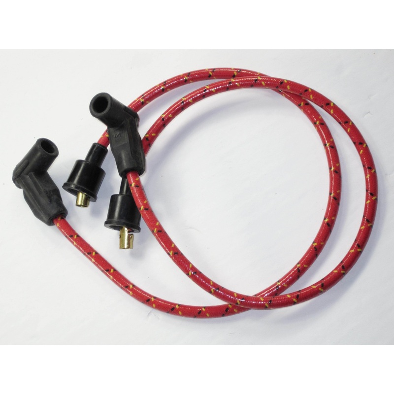 Norton P11 Ranger spark plug wires red woven cloth copper vintage style wire set 20 Matchless