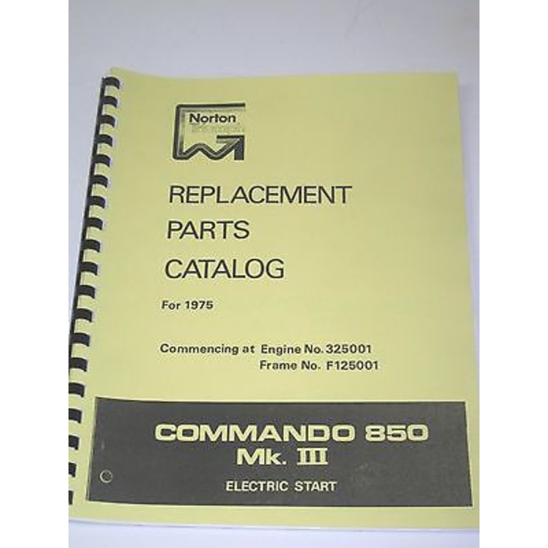 Norton parts book MKIII 1975 850 electric start replacement spares catalog