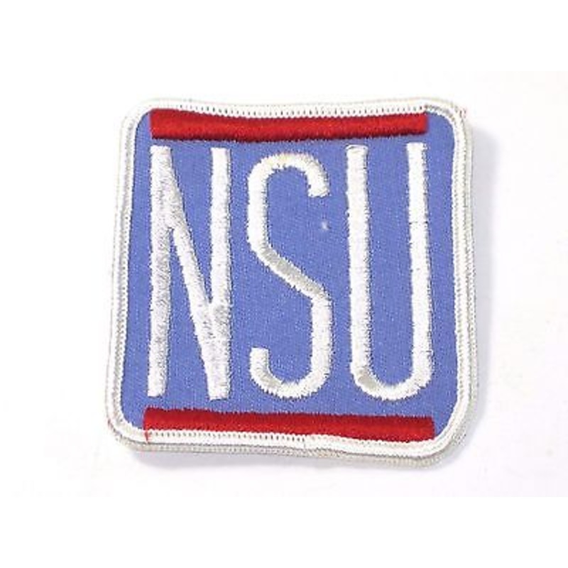 NSU motorcycle embroidered 1970s vintage NOS patch red blue white 3 1/4