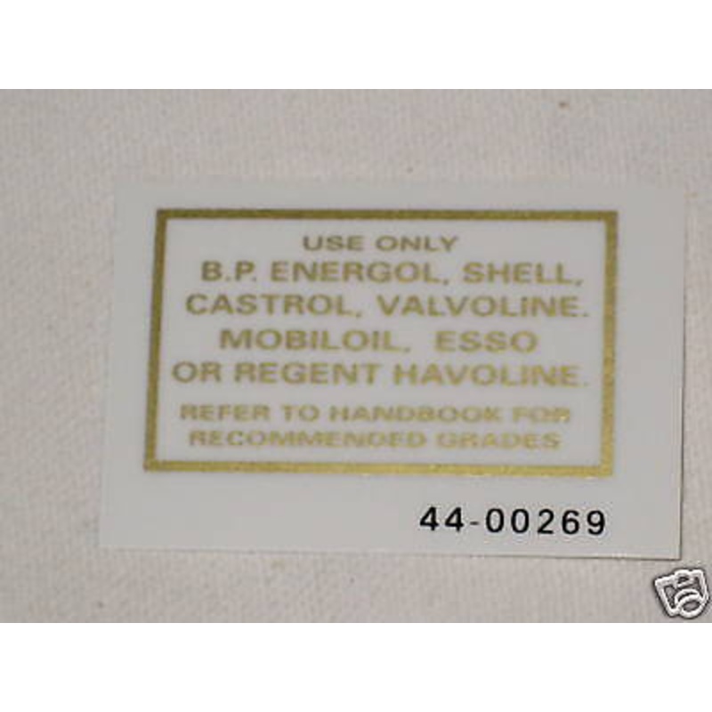 Oil Recommendations Vinyl Decal Triumph Norton BSA