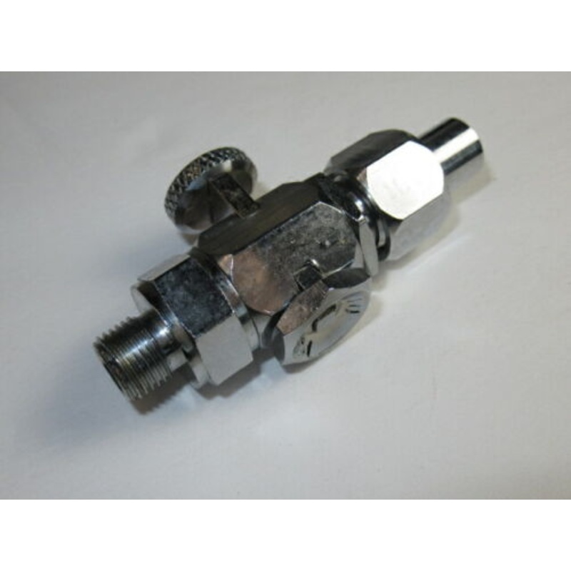 Hex chrome petcock 1950s Triumph BSA PETROL TAP 1/8 X 1/4 GAS push pull