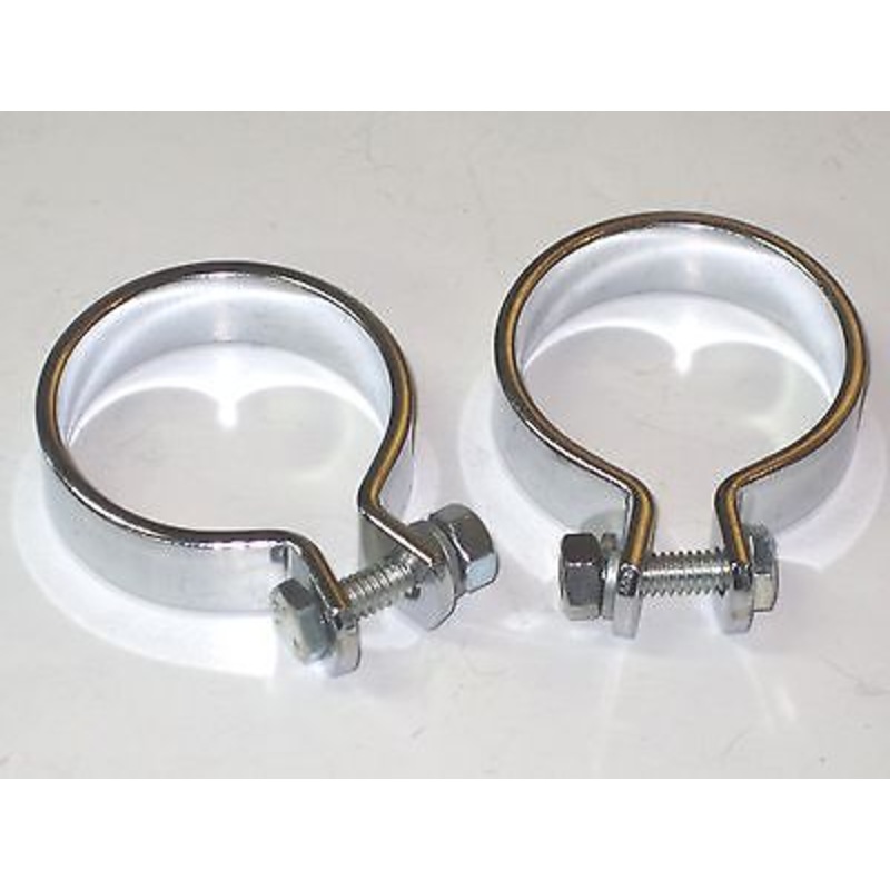 pair 1 7/8 motorcycle exhaust muffler CLAMPS Chrome clamp set Harley