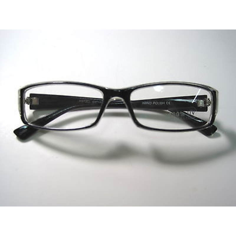 Reader style glasses clear UV lens black and clear frames