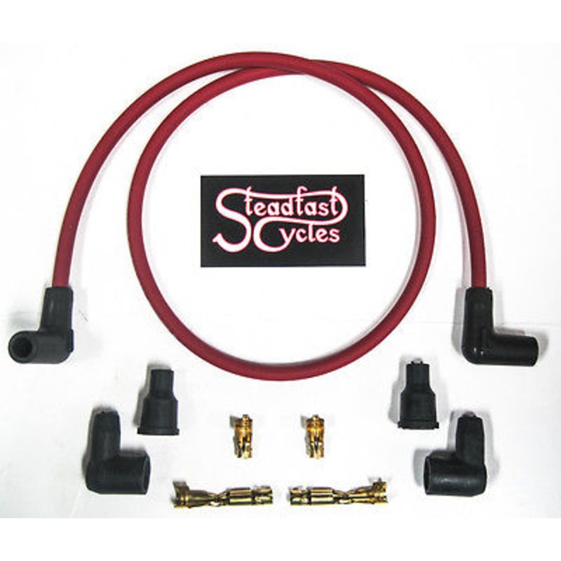 Red 8mm Spark Plug Wire Kit electronic ignition motorcycle suppressive T140 T120