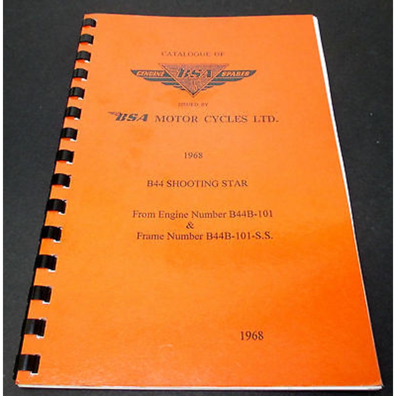 Replacement Parts Catalog manual mini book spares 1968 BSA B44 Shooting Star